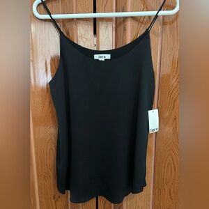 Bar III Black Satin Camisole | Spaghetti Strap Tank Top | Size S NWT